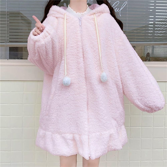 Bunny Ear Long Sleeve Fluffy Rabbit Sweatshirt