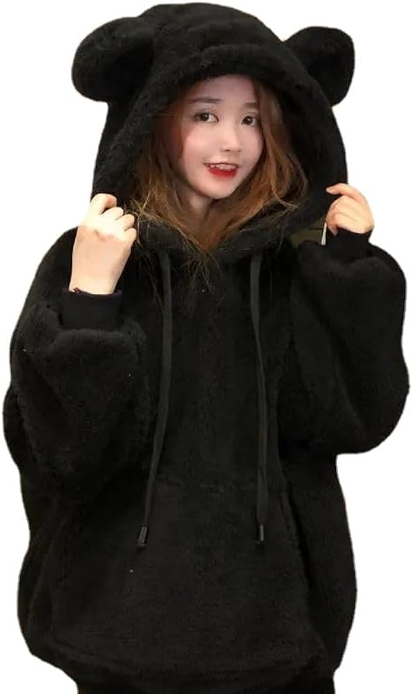 Oversized Cute Thickened Hoodie With Bunny Ears