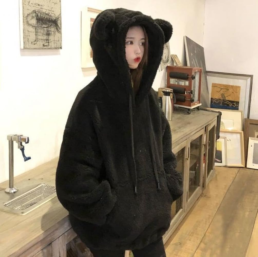 Oversized Cute Thickened Hoodie With Bunny Ears